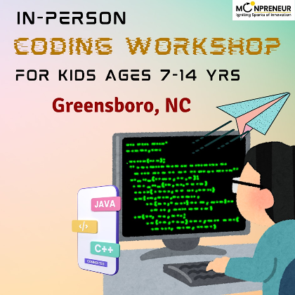 In-person Free Coding Workshop For Kids at Greensboro, NC (7-14 yrs)