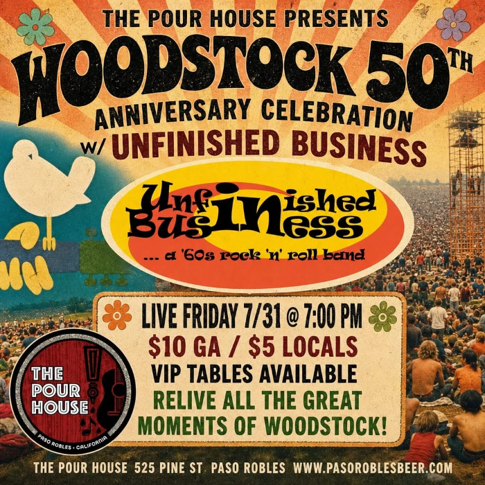 WOODSTOCK 50TH ANNIVERSAY PARTY w/ UNFINISHED BUSINESS at The Pour House!