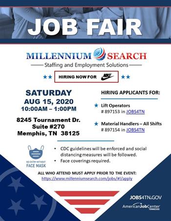 Millennium Search Job Fair Wmc Action News 5 Calendar