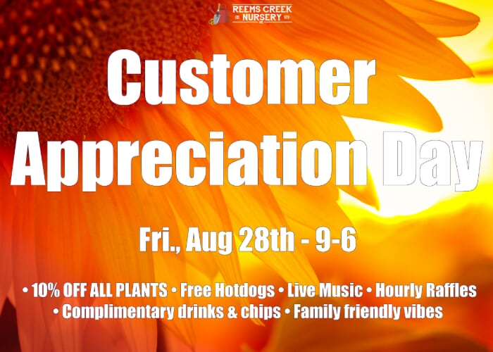 Poster for Reems Creek Nursery - Customer Appreciation Day