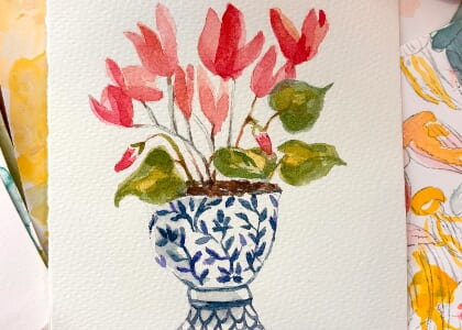 Ginger Jar Blooms: A Watercolor Painting Class at V&VG