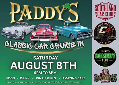 Paddy's Classic Car Cruise In on Saturday, August 8th!
