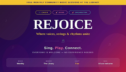Rejoice Choir Band Orchestra Free Community Music Session at the Library
