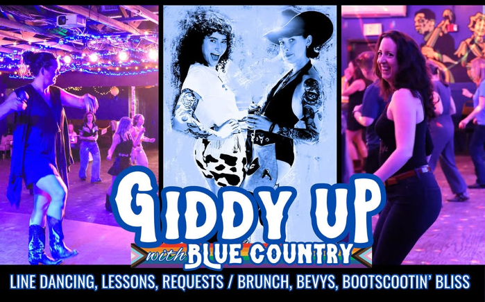 Poster for Blue Country Line Dance's Giddy-Up Brunch