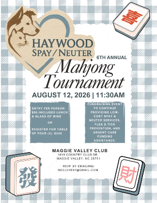 6th Annual Mahjong Tournament- Haywood Spay/Neuter