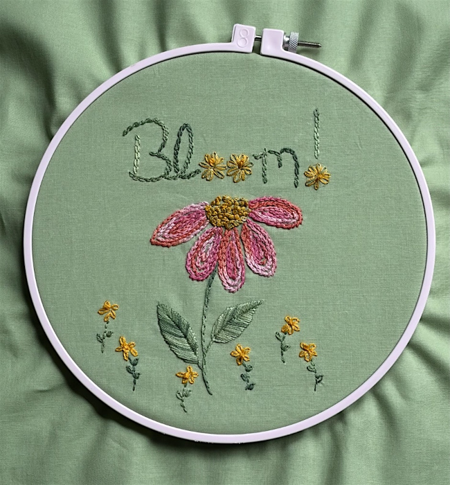 Poster for Blooms in a Hoop: Beginner Embroidery Workshop