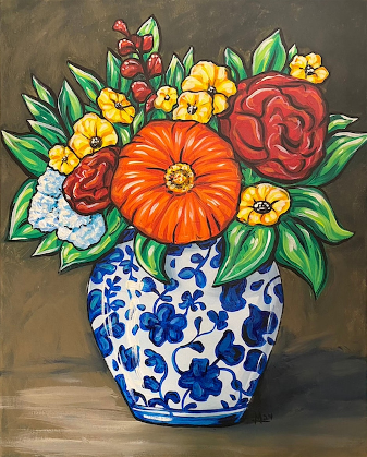 Fall Bouquet Ginger Jar