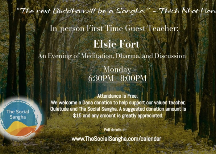 Poster for Monday Dharma Contemplation with Elsie Fort