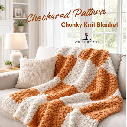Chunky Knit Blanket- Checkered Pattern