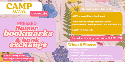 Pressed Flower Bookmarks & Book Exchange