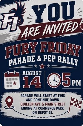 Fury Friday Parade & Pep Rally