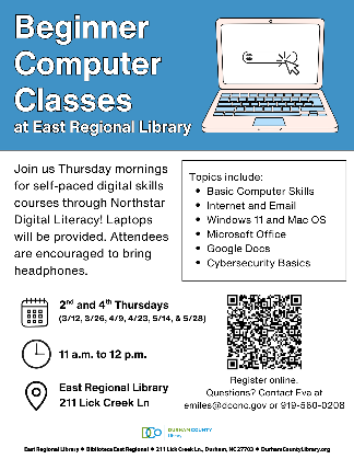 Beginner Computer Classes at East Regional Library