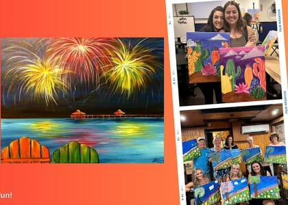 Paint and Wine at Aspirations Winery - Fireworks over the Beach