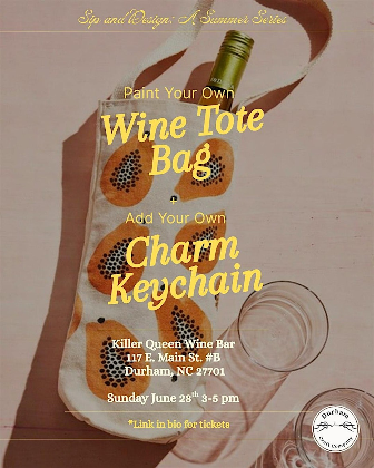 Paint Your Own Wine Tote Bag + Bag Charm