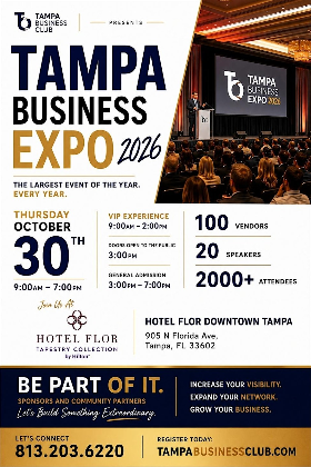 8th Annual Tampa Bay Business Expo.  FREE 3PM-7PM. 2000+ ATTENDEES