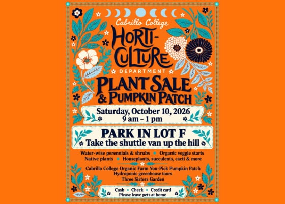 Cabrillo Horticulture Dept Fall Plant Sale & Pumpkin Patch at Cabrillo College- Park in Lot F and take the shuttle van up the hill., Oct 10