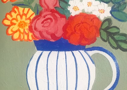 Painted Blooms: Striped Vase Floral Acrylic Sip & Paint