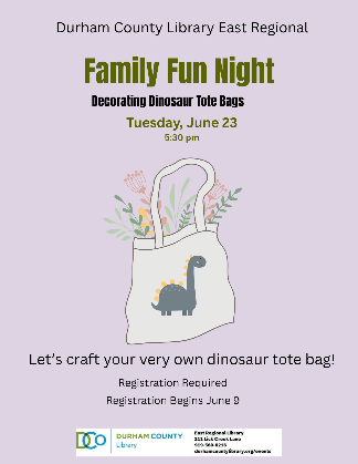 Family Fun Night: Dinosaur Tote Bag Craft