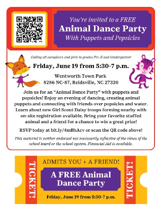 Free Girl Scout Event  Animal Dance Party with Puppets & Popsicles