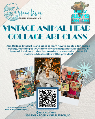 Vintage Animal Head Collage Art Class