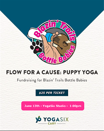 Flow for a Cause: Puppy Yoga with Blazin Trails Bottle Babies