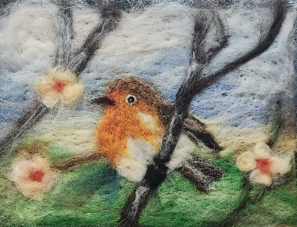 Needle Felting Workshop: Robin on a Dogwood