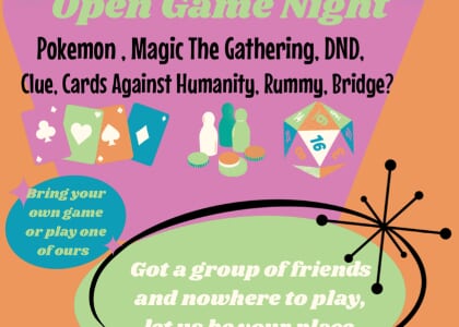 Open Game Night At The Kitty Cat Lounge