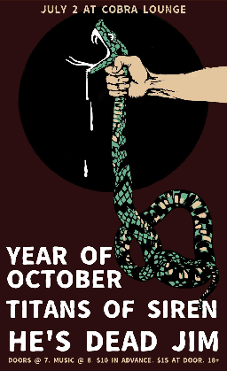 Venue: Year of October | Titans of Siren | He's Dead Jim