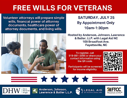 Free Wills Clinic for Veterans in Fayetteville