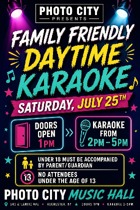 Family Friendly Daytime Karaoke @ Photo City Music Hall