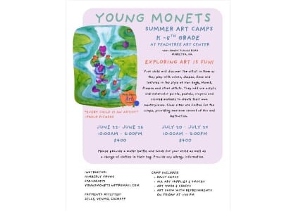 Young Monets Week-Long Art Camp - K-5th Creative Art Adventures
