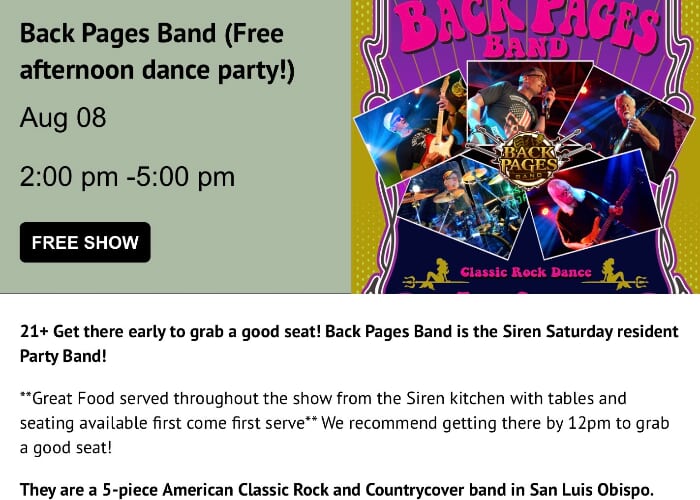 Back Pages Band at The Siren