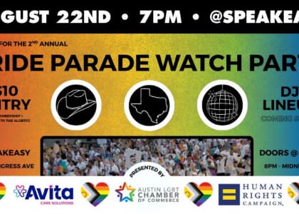 Pride Parade Watch Party with ALGBTCC + HRC Austin + Avita