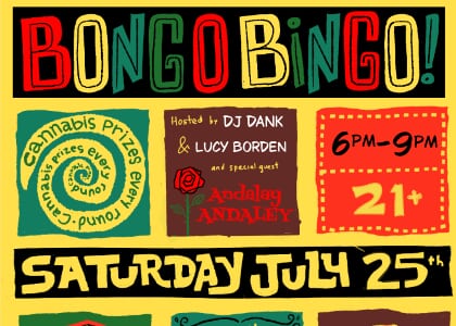 Play the Squares at BONG-O BINGO on Sat, July 25 at Mission Cannabis Club
