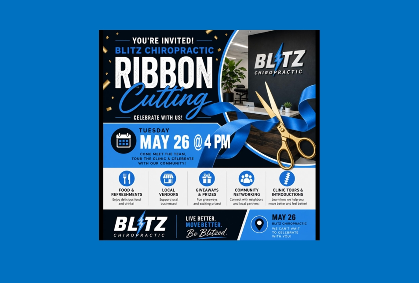 Blitz Chiropractic's Ribbon Cutting Tuesday May 26th at 4pm  514 Williamson Rd Suite 411, Mv