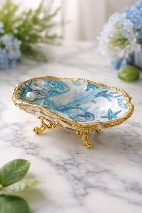 Decoupage & UV Resin Shell Trinket Dishes (3)