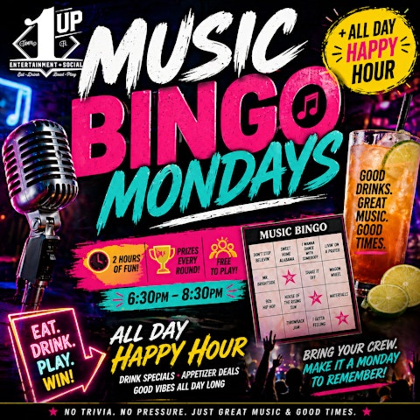 Music Bingo & All-Day Happy Hour, Every Monday