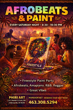 Afrobeats & Paint party Saturdays at Phiri Art