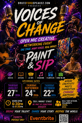 "Voices of Change" Open Mic Creative networking event.