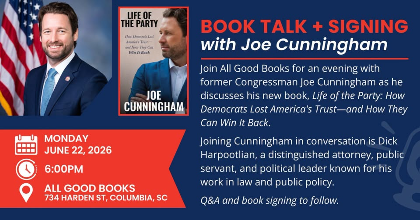 Book Talk + Signing with Joe Cunningham: LIFE OF THE PARTY