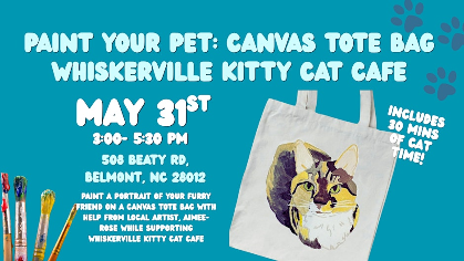Paint Your Pet on Canvas Tote Bag at Whiskerville Kitty Cat Cafe