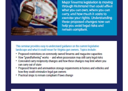 Virginia Firearms Law Update Seminar (FREE), Register to reserve your seat