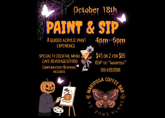 PAINT & SIP at Mariposa Coffee Bar, Oct 18