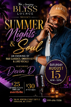 The Amazing Bliss Lounge Presents Devin D(Live Music)