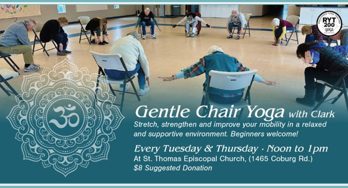 Flyer or photo for Gentle Chair Yoga w/ Clark Stacer