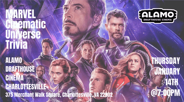 Marvel Cinematic Universe Trivia At Alamo Drafthouse Cinema Charlottesville Wcav Cbs 19 News Calendar