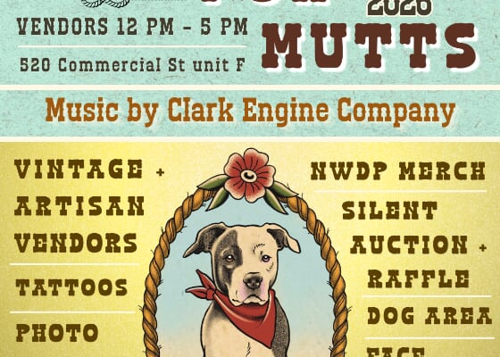 Flyer or photo for Market For Mutts feat. Clark Engine Company (5pm), Bake Club (3pm) & The Feelgoods (1pm)