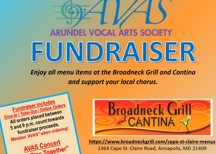 Arundel Vocal Arts Society Fundraiser at Broadneck Grill & Cantina
