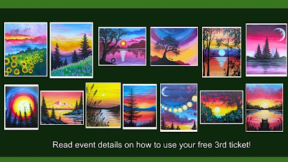 Paint and sip: Colorful Sunsets (buy 2 tix and get a 3rd free!)