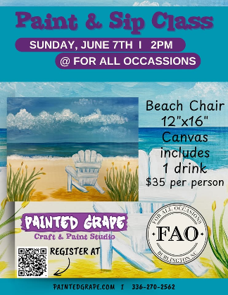 For All Occassions Beach Chair - Canvas Paint & Sip Class